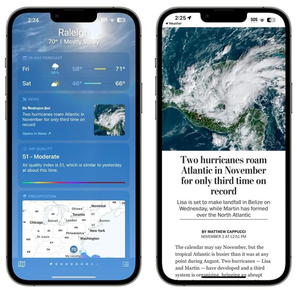 昌黎苹果14维修分享iPhone 14手机如何看天气时顺带看新闻 