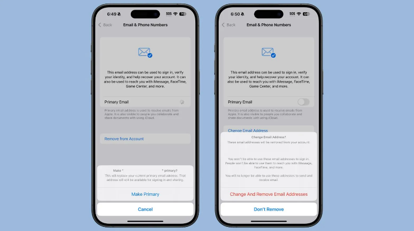 昌黎苹果手机维修分享苹果 iOS 18.1 支持设置“主要”邮箱地址并更改 iCloud 邮箱 